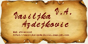 Vasiljka Azdejković vizit kartica